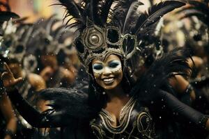 Frau feiern Karneval. Brasilianer Karneval ,generativ ai foto