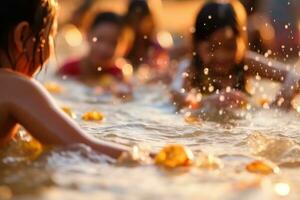 Songkran Wasser Festival Thailand, generativ ai foto