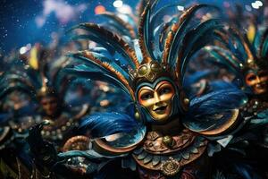 blendend Nacht Parade beim Rios Karneval Brasilien ,generativ ai foto