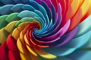 geometrisch Spiral- Muster im beschwingt und energisch Farben. ein Fachmann Farbe Benotung Experiment. ai generativ foto