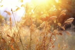 Kunst Herbst sonnig Natur Hintergrund. generativ ai foto