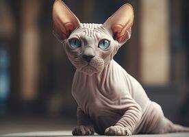 schön Foto Sphynx Katze Konzept, zeitgenössisch natürlich und Stimmung Sozial Hintergrund. generativ ai