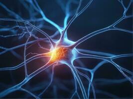 Neuronen kommunizieren mit jeder andere mit elektrochemisch Signale, Nerv Zelle, foto