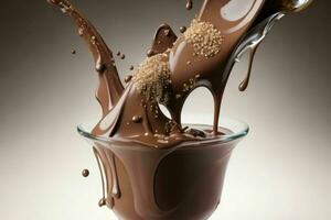 Spritzen Milch und Schokolade. ai generativ Profi Foto
