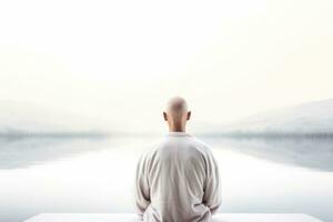 Krebs geduldig reflektieren im Einsamkeit Hintergrund mit leeren Raum zum Text foto
