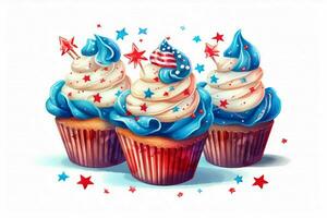 4 .. von Juli Cupcakes dekoriert mit amerikanisches Thema foto