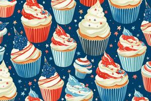 4 .. von Juli Cupcakes dekoriert mit amerikanisches Thema foto