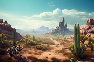 ein Wüste Landschaft mit ein Riese Kaktus foto