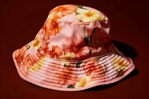 ein Diskette Eimer Hut mit ein Blumen- Muster foto
