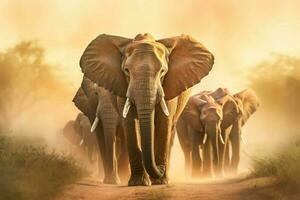 ein Herde von majestätisch Elefanten im das wild foto