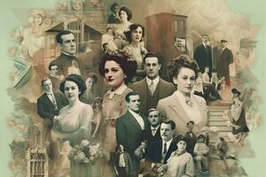 ein Porträt zusammengesetzt von ein Collage von Familie Fotos