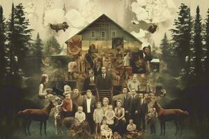 ein Porträt zusammengesetzt von ein Collage von Familie Fotos
