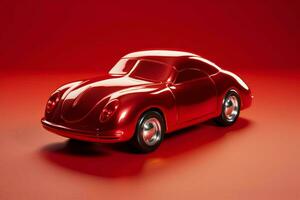ein glänzend rot Spielzeug Auto foto