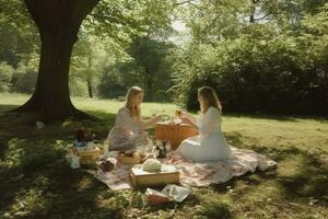 genießen ein Picknick im das Park foto