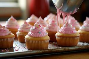 Herstellung Cupcakes zum ein backen Verkauf foto