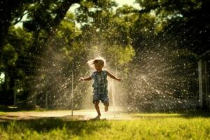 Laufen durch ein Sprinkler foto