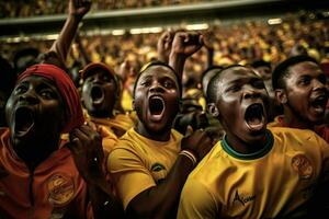 das Energie und Aufregung von ein Süd afrikanisch Fußball foto