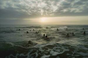 das belebend eilen von ein lebhaft Ozean schwimmen foto