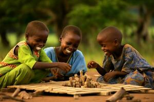 das Freude und Lachen von afrikanisch Kinder spielen ga foto