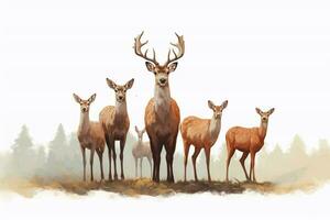 ein Gruppe von Hirsch durch Tiere Illustration foto