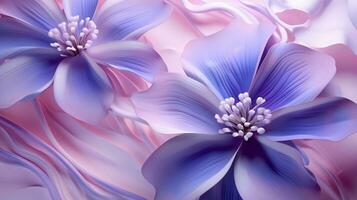 abstrakt Blumen- Landschaft im 3d Stil, Schatten von lila und Blau. Hintergrund Bild. ai generiert foto