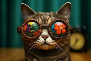 Katze süß stilvoll Brille foto