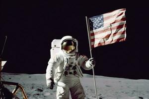 Chinesisch Astronaut Mond mit Flagge foto