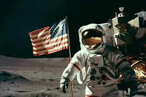 Chinesisch Astronaut Mond mit Flagge foto