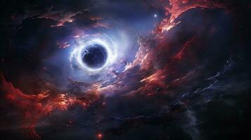 ein künstlerisch Darstellung Erfassen himmlisch Phänomene mögen Supernovae oder schwarz Löcher im interstellar Raum, mit vorgesehen Bereiche zum Text, Hintergrund Bild, ai generiert foto