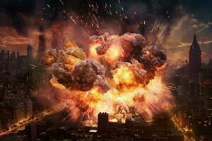 Stadt brennen Explosion foto
