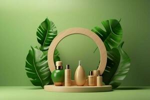 Kosmetika Produkt Werbung Stand Ausstellung Holz foto