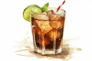 Kuba libre Cocktail isoliert auf Weiß wie illustra foto