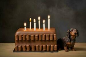 Dackel Hund Kerze Kuchen foto