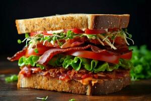 köstlich vegan Sandwich mit ein knackig Textur ein foto