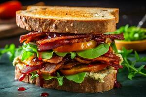 köstlich vegan Sandwich mit ein knackig Textur ein foto