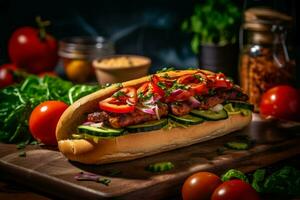 frisch vegan U-Bahn Sandwich zum ein Licht und gesund foto