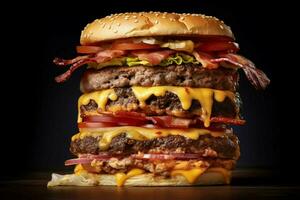 Hamburger und Cheeseburger und Speck Cheeseburger foto