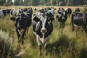 holstein das Vieh weidet auf ländlich Wiese Schönheit foto