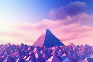 lila und Blau Hintergrund mit ein Pyramiden und ein b foto