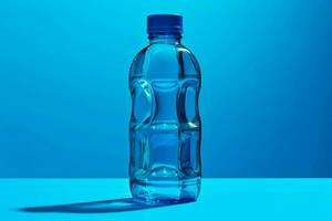 erfrischend Blau Flüssigkeit im Plastik Sport Flasche foto