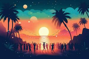 das Bild zeigt an ein Nacht Strand Party mit Musik- ein foto