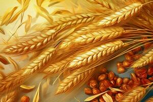 das Weizen Korn und Mehl im Nahansicht Illustration foto