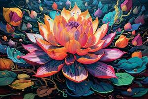 diese Kunstwerk zeigt ein bunt Lotus Blume im f foto