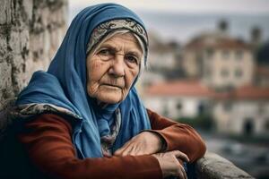 Türke alt Frau Türkisch Stadt foto