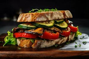 vegan Sandwich gemacht mit ganze Korn Brot und st foto