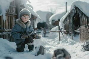 Wikinger Kind Schnee Siedlung foto