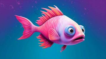 ein Karikatur Fisch mit ein Rosa Gesicht und ein Blau Hintergrund foto