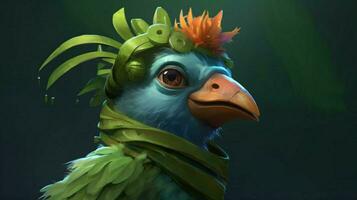 ein Charakter von das Spiel ein Vogel mit ein Stirnband foto