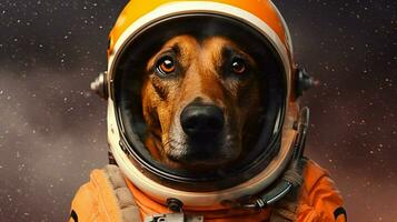 ein Hund im ein Orange Raum passen mit das Zahlen foto