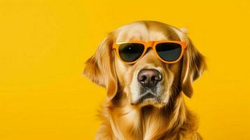 ein golden Retriever Hund tragen Sonnenbrille auf ein Ihr foto